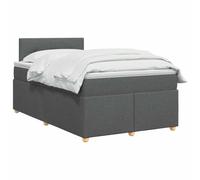 vidaXL Cama con somier con colchón, color gris oscuro, 120 x 200 cm, tela | Comodidad agradable con ajuste de altura, proporciona un ambiente fresco con iluminación integrada, mejor soporte y