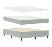 vidaXL Cama con Somier con Colchón de Terciopelo & Banco Gris Claro 140X200 cm | Diseño Doble Montaje Fácil Incluido Muebles Contemporáneos Dormitorio Lujo Tamaño King Queen Cómodo