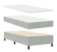 vidaXL Cama con Somier con Colchón de Terciopelo & Banco Gris Claro 90X190 cm | Acabado de Tela Resistente a Manchas de Estilo Chesterfield Viene con Herramientas para Montaje Fácil Muebles de Dormi