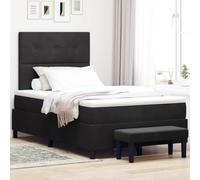 vidaXL Cama con Somier con Colchón de Terciopelo & Banco Negro 120X190 cm | Diseño Moderno Incluye Herramientas de Montaje Fácil Parejas Muebles de Dormitorio de Invitados Estructura D