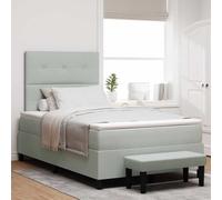 vidaXL Cama con somier con colchón de Terciopelo y Banco Gris Claro 120x190 cm | Diseño Actual con Tela Resistente a Las Manchas e Incluye Herramientas de Montaje sin complicaciones. Mobiliario de d
