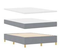 vidaXL Cama con Somier con colchón Gris Claro 140 x 200 cm Tela, Cabecero Ajustable para Cama, Muebles Modernos, Marco de Tela Ajustable, colchón Firme Medio, Madera de Pino