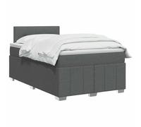 vidaXL Cama con somier con colchón gris oscuro de 120 x 190 cm, tela moderna, somier ajustable, colchón de firmeza media, sueño cómodo, muebles de dormitorio chic