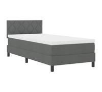 vidaXL Cama con Somier con Colchón & LED Gris Oscuro Tela 90X190 cm Diseño Moderno Solución de Sueño Cómoda para Dormitorio Mueble Individual Funda con Cremallera Protector Topper Viscoelástico Pocke