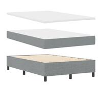 vidaXL Cama con Base de Resortes con Colchón y Banco Gris Claro 80X200 cm Tela | Conjunto Elegante y Cómodo Fácil de Armar Habitaciones Muebles de Huéspedes Protector Pad Topper