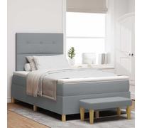 vidaXL Cama con Somier con Colchón y Banco Gris Claro 120X190 cm Diseño Tapizado Soporte Ideal para Espacio Infantil Muebles Cubierta con Cremallera Protector