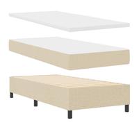 vidaXL Cama con somier con colchón y Banco Gris Claro 80X200 cm Tela Diseño Moderno Soporte cómodo Construcción Duradera Fácil Montaje Muebles de Dormitorio Protector de Topper Espuma Pocket