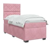 vidaXL Cama con somier con colchón y cabecero rosa 90 x 200 cm Terciopelo Dormitorio Diseño Moderno Cama Terciopelo Cabecero Ajustable Colchón de firmeza media para un sueño reparador
