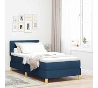 vidaXL Cama con Somier con Colchón Y LED Azul 80X200 cm Tela Diseño Moderno para Dormitorio De Adultos Suave Poliéster Estructura de Madera Natural Estable Topping de Espuma Funda