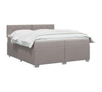 vidaXL Cama con somier con colchón y LED gris topo, 200 x 200 cm, tela | Tira LED integrada para una luz ambiental fresca, fácil ajuste de altura a 78/88 cm, perfecto para diferentes