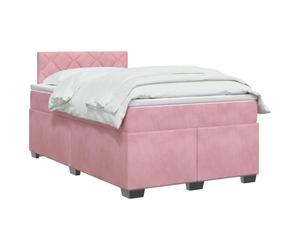 vidaXL Cama con somier con colchón y LED rosa 120 x 190 cm terciopelo | Iluminación versátil con tira LED USB, ajuste de altura con cabezal flexible, sensación equilibrada para todos
