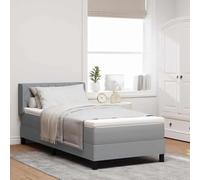 vidaXL Cama con somier de, cabecero Ajustable en Gris Claro, 90 x 190 cm. Moderno, con Funda removible y Espuma de Alta Densidad Muebles de Dormitorio. Incluye colchón, Ideal para enm
