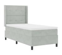 vidaXL Cama con somier de láminas y colchón gris claro 90 x 200 cm terciopelo