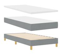 vidaXL Cama con somier de y colchón Gris Claro de 90 x 200 cm, cabecero Ajustable, Funda removible, diseño Moderno, Marco de Espuma de Alta Densidad, Muebles para el Dormitorio, Superficie de descan