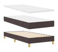 vidaXL Cama con somier, tamaño 80 x 200 cm, tapizada en Tela marrón Oscuro. Tiene un cabecero Ajustable, un colchón de firmeza Media, y una Funda Que se Puede Quitar y Lavar. Es un Conjunto Moderno p