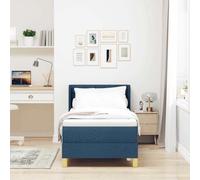 vidaXL Cama con somier y colchón Azul 80 x 200 cm. Tela, cabecero Ajustable, Funda removible, diseño Moderno, Estructura de Espuma densa, Muebles de Dormitorio, Superficie para Dormir, sueño reparad