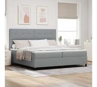 vidaXL Cama con somier y colchón con luz LED en Gris, 200 x 200 cm, con Estructura de Tela Ideal para tu Dormitorio. Tiene Espacio de Almacenamiento, está tapizada y Ofrece Comodidad Moderna con un