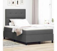 vidaXL Cama con somier y colchón con luz LED en Gris Oscuro, 120 x 190 cm. Tiene un Marco de Tela Que es Ideal para el Almacenamiento y le da un Toque Moderno a tu Dormitorio cómodo y Estiloso.