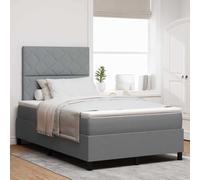 vidaXL Cama con somier y colchón con luz LED Gris Claro, 120 x 200 cm, Marco de Tela para tu Dormitorio, Mueble Moderno y cómodo