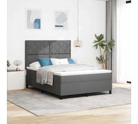 vidaXL Cama con somier y colchón de con luz LED en Gris Oscuro, 140 x 190 cm, de Tela. Diseño Moderno y cómodo para Adultos.