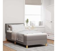 vidaXL Cama con somier y colchón de en Taupe, 80 x 200 cm, Tela, cabecero Ajustable, Funda Removable. Diseño Moderno con Espuma de Alta Densidad. Sillón de Terciopelo para Muebles de Sala. Decoración