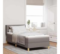 vidaXL Cama con somier y colchón en Taupe de 90 x 200 cm, cabecero Ajustable, Funda Desmontable, diseño Moderno, Estructura de Espuma de Alta Densidad. Muebles para el Dormitorio, Superficie de sueñ
