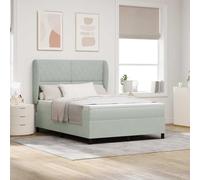 vidaXL Cama con somier y colchón Gris Claro 140 x 190 cm. Hecha de Terciopelo, Sistema de muelles Independientes. La Funda es extraíble y Tiene Cremallera. Es un Mueble Modern