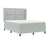 vidaXL Cama con somier y colchón Gris Claro 140 x 200 cm de Terciopelo. Tiene un Sistema de Bolsillo removible y una Cubierta con Cremallera. Muebles Modernos para el Dormitorio, Ajustables y con un