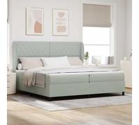 vidaXL Cama con somier y colchón Gris Claro 200 x 200 cm en Terciopelo. Sistema de muelles Espacioso, Funda removible con Cremallera. Mobiliario Moderno para el Dormitorio, Ajustable para Interiores