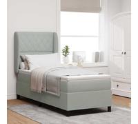 vidaXL Cama con somier y colchón Gris Claro 80 x 200 cm. Funda de Terciopelo con Cremallera. Relleno de Espuma. Muebles Modernos para el Dormitorio. Ajustable. Interior contemporáneo. Ideal para dor
