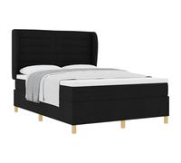 vidaXL Cama con Somier y Colchón Gris Oscuro 90x190 cm de Tela Negro, Cabecera Ajustable, Cama Moderna con colchón de muelles, Estructura de Madera, Mueble Funcional para el Dormitorio