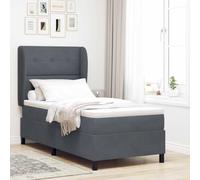 vidaXL Cama con somier y colchón Gris Oscuro de 100 x 200 cm, de Terciopelo, con Sistema Pocket y extraíble con Cremallera. Mueble Moderno para Dormitorio, Ajustable y con un diseño contemporáneo ID