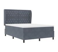 vidaXL Cama con somier y colchón Gris Oscuro, de 160 x 200 cm, con Sistema de muelles, tapizada en Terciopelo y Funda con Cremallera Desmontable. Ideal para un Dormitorio Moderno y contemporáneo, PE