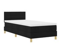 vidaXL Cama con somier y colchón LED Negra 100X200 cm Tela diseño contemporáneo para Dormitorio de Adultos Marco de Madera ingenierizada Textura Suave de poliéster Cubierta con Cremallera Estilo Mode