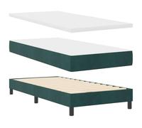vidaXL Cama con somier y colchón Verde Oscuro de Terciopelo 100 x 200cm con Cubierta de Espuma y Cremallera, cómoda para Uso en el Dormitorio, Estilo Moderno, Dormir Individualmente, s