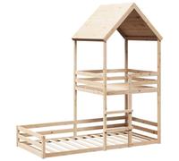 vidaXL Cama con Techo Madera Maciza de Pino 90x190 cm, litera con escaleras, litera Infantil, literas para niños, litera de Madera, litera para niños