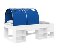 vidaXL Cama con túnel 3 uds. Blanco y Azul Madera de ingeniería