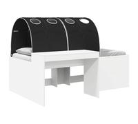 vidaXL Cama con túnel 3 uds. Blanco y Negro Madera de ingeniería