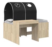 vidaXL Cama con Túnel 3 uds. Roble Sonoma y Negro Madera de ingeniería