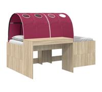vidaXL Cama con Túnel 3 uds. Roble Sonoma y Rojo Madera de ingeniería