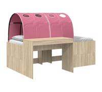 vidaXL Cama con túnel 3 uds. Roble Sonoma y Rosa Madera de ingeniería