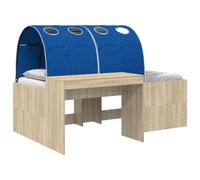 vidaXL Cama con túnel de 3 piezas, roble artesanal y azul, cama moderna elegante, solución rectangular para dormir, almacenamiento bajo, decoración minimalista