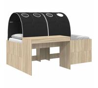 vidaXL Cama con túnel de 3 piezas, roble artesanal y negro, juego moderno para dormitorio, base de cama rectangular, espacio debajo de la cama, muebles de madera, marco contemporáneo