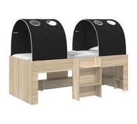vidaXL - Cama con túnel de 3 unidades, roble Sonoma y negro, madera de ingeniería, marco de cama elegante, diseño rectangular, conjunto moderno, almacenamiento debajo de la cama, soporte elegante de