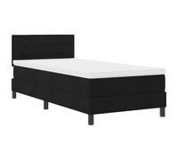 vidaXL Cama Contemporánea Colchón Tira LED Estructura de Tela Color Negro y Blanco 90 X 190 cm Muebles de Dormitorio Funda de Cremallera Protector Cojín Colchones Topper