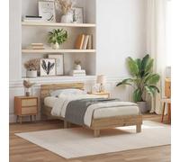vidaXL Cama Contemporánea de Roble Macizo Cabecero 90 x 190 cm Acabado Artesanal Incluye Colchón y Almohadas Diseño Elegante y Duradero Montaje Requerido Muebles de Dormitorio Estructura Individu