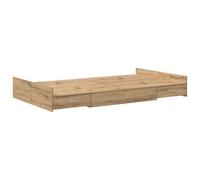 vidaXL Cama de Almacenamiento 120 x 190 cm en Madera Ingenierizada Color Roble, Diseño Minimalista y Moderno, con Ample Espacio Bajo el Colchón, Fácil de Montar y Cajón Oculto, Ideal para el Dormitor