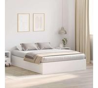 vidaXL Cama de almacenamiento blanca moderna, tamaño ajustable para colchón de 150 x 200 cm, material de madera ideal para organización del dormitorio, superficie mate lisa, muebles dobles expandibles