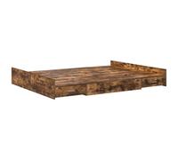 vidaXL Cama de Almacenamiento de Roble Ahumado 140 x 200 cm. Estructura de Madera Ingenierizada, Acabado marrón, Estilo Minimalista. Viene con cajones Integrados, fácil de Montar, sin boxspring. Se l
