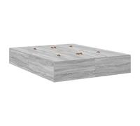 vidaXL Marco de cama de almacenamiento doble con 8 puertas de panel en Sonoma gris | Madera para colchón de 140 x 200 | Estilo minimalista para dormitorio | Solución perfecta para dormir